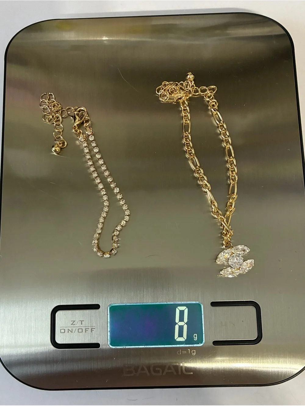 Gold and Crystal Double C Bracelet Set